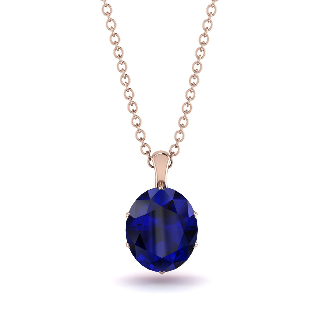 Oval Sapphire Hidden Halo Necklace - Gemma No. 59