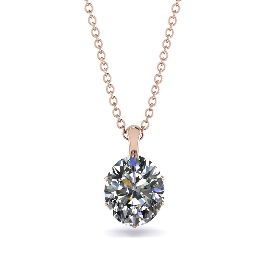 Oval Diamond Hidden Halo Necklace - Gemma No. 62