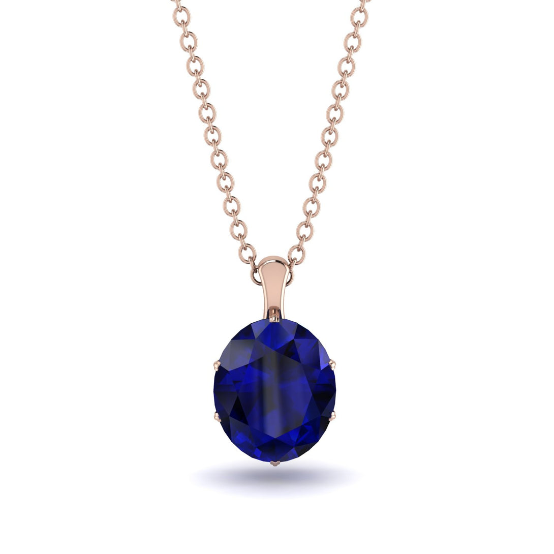 Oval Sapphire Hidden Halo Necklace - Gemma No. 74