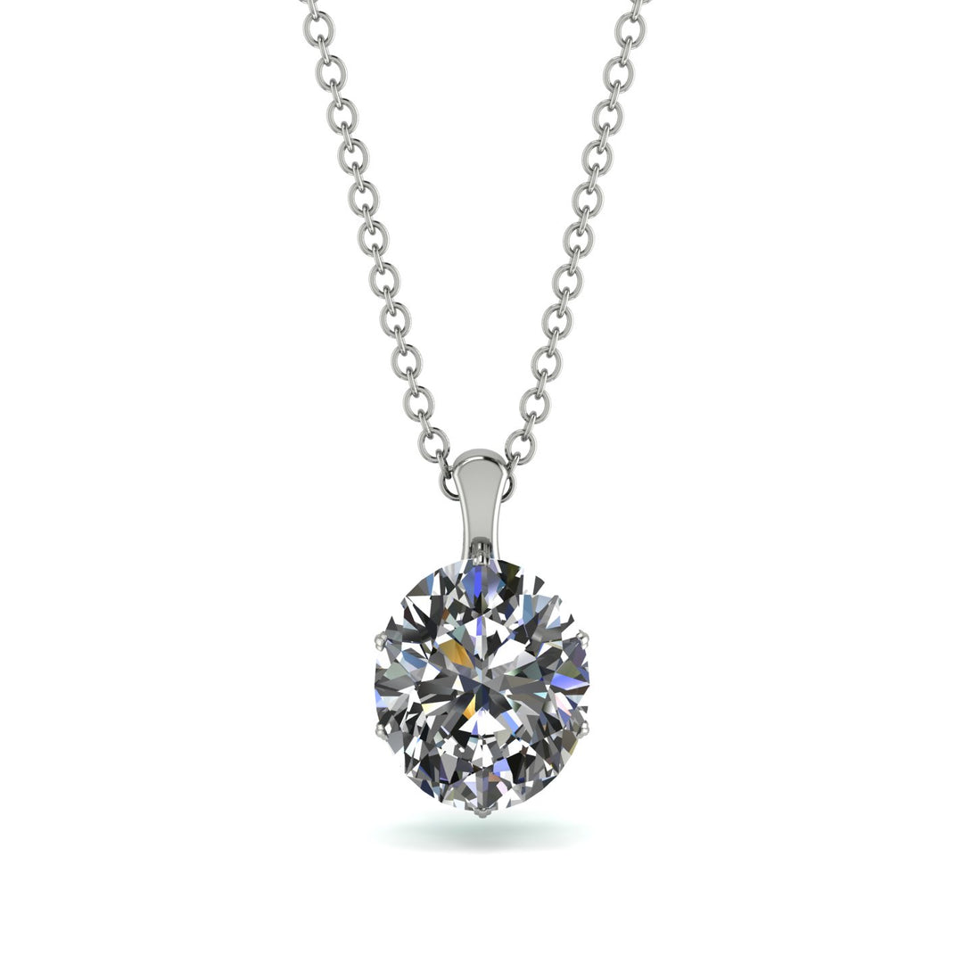 Oval Diamond Hidden Halo Necklace - Gemma No. 18