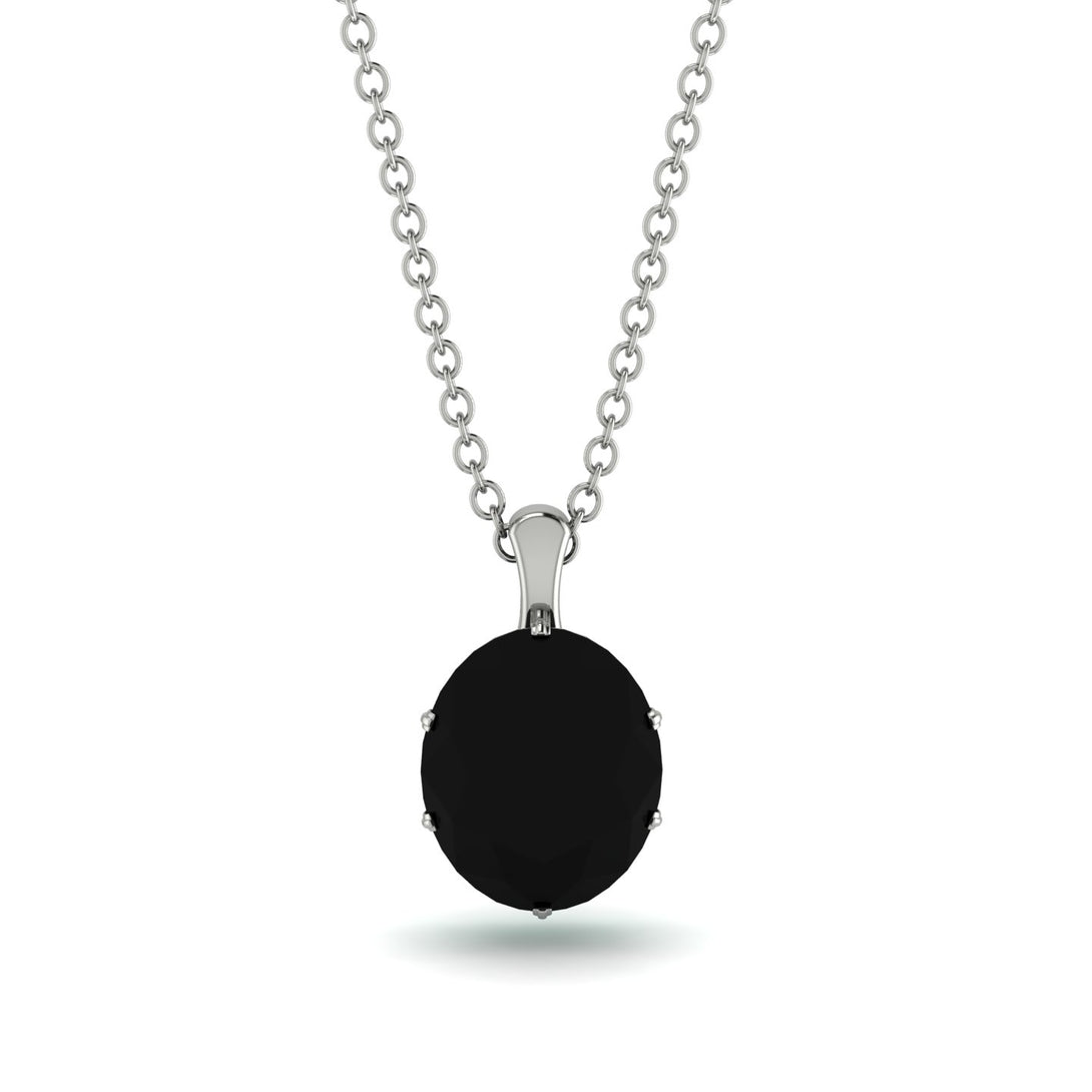 Oval Black Diamond Hidden Halo Necklace - Gemma No. 24