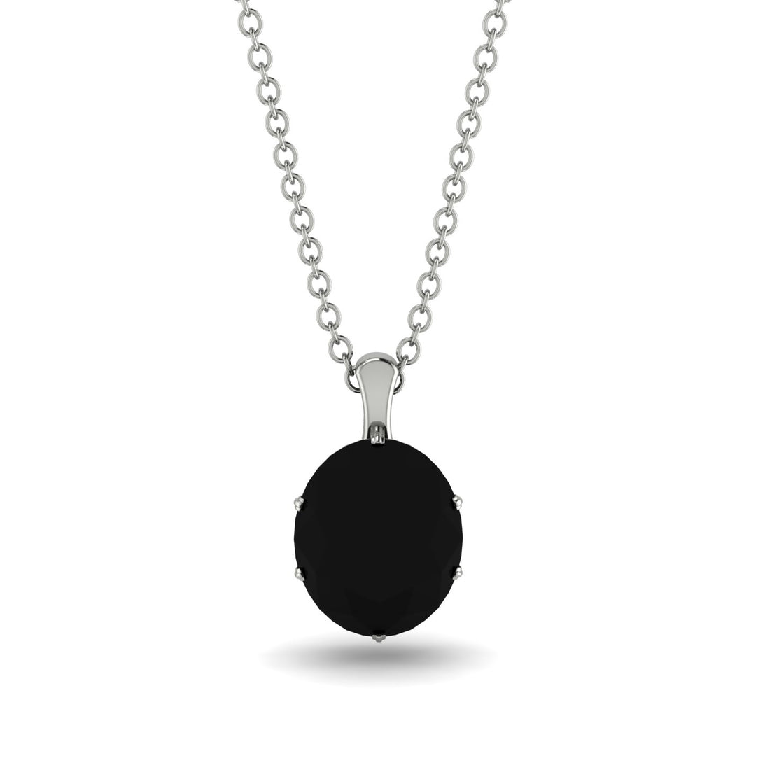 Oval Black Diamond Hidden Halo Necklace - Gemma No. 39