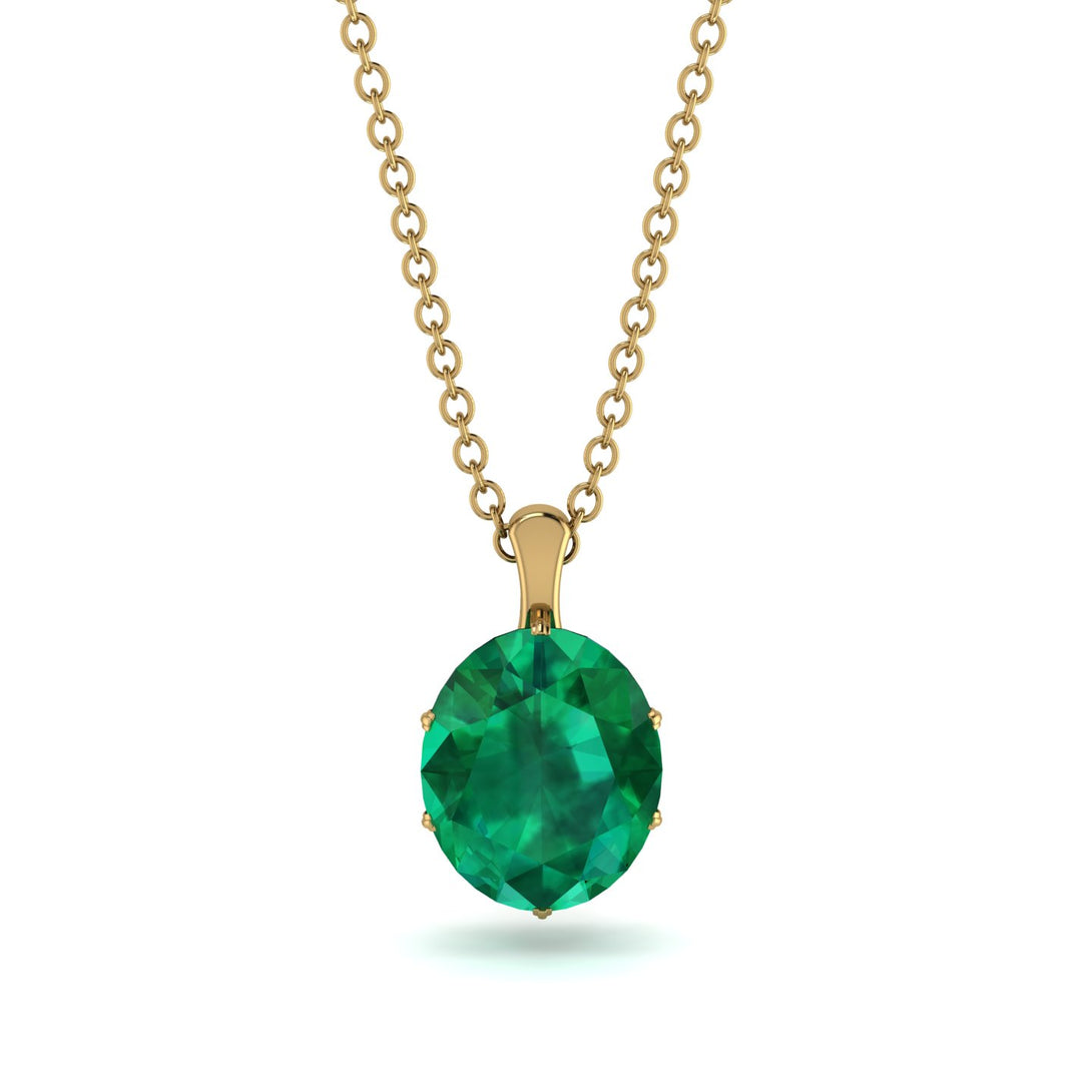 Oval Emerald Hidden Halo Necklace - Gemma No. 4