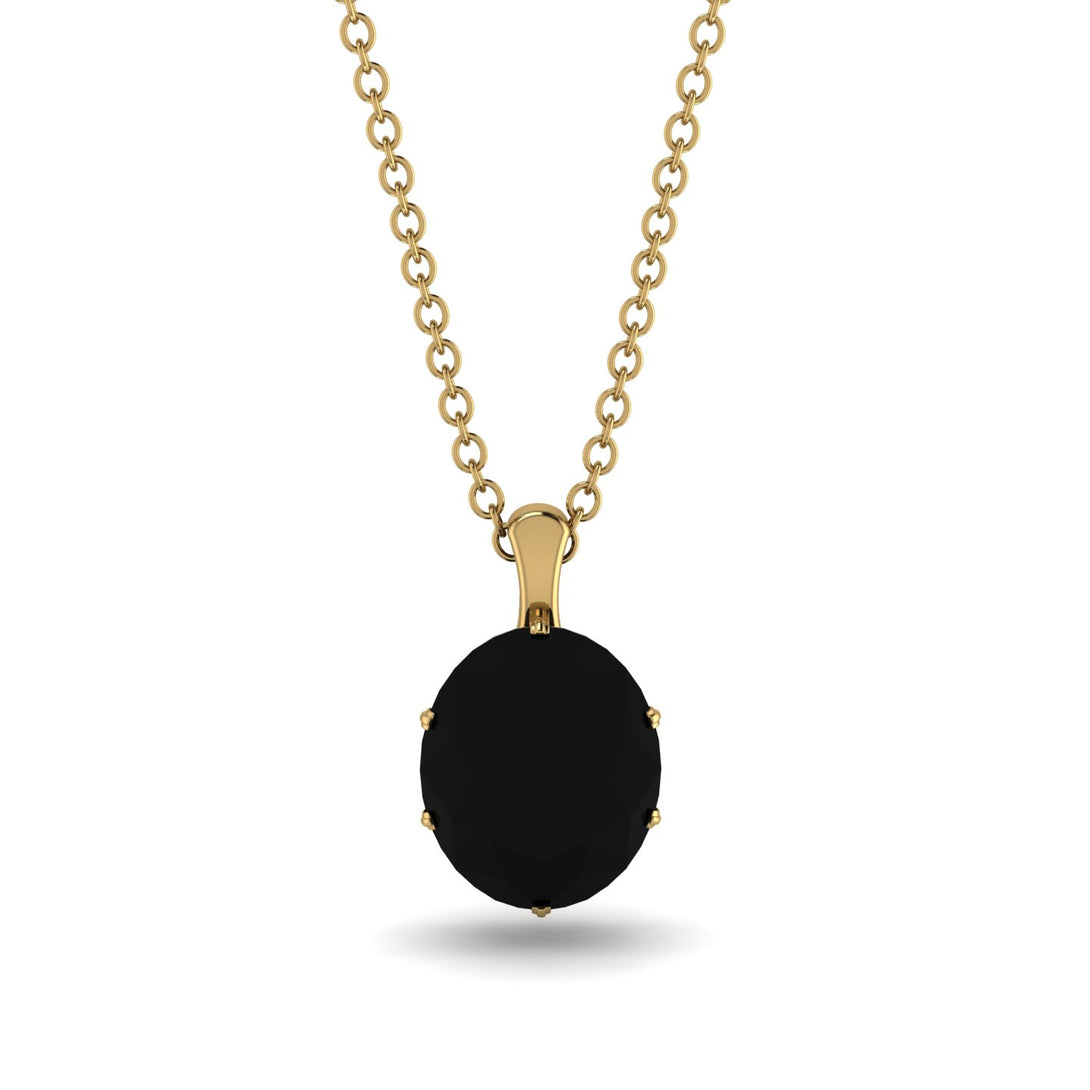 Oval Black Diamond Hidden Halo Necklace - Gemma No. 37