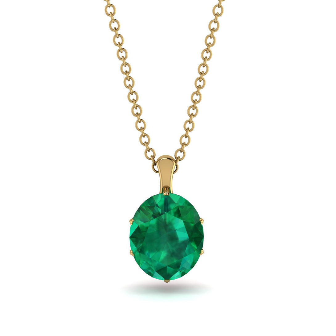 Oval Emerald Hidden Halo Necklace - Gemma No. 49