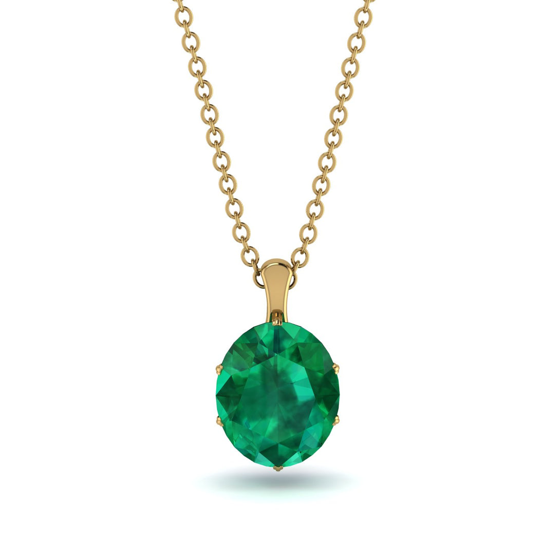 Oval Emerald Hidden Halo Necklace - Gemma No. 64