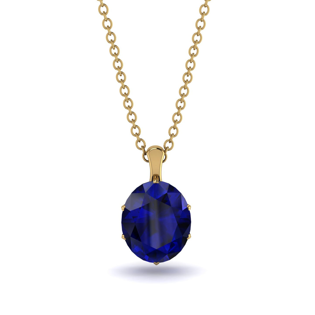 Oval Sapphire Hidden Halo Necklace - Gemma No. 73
