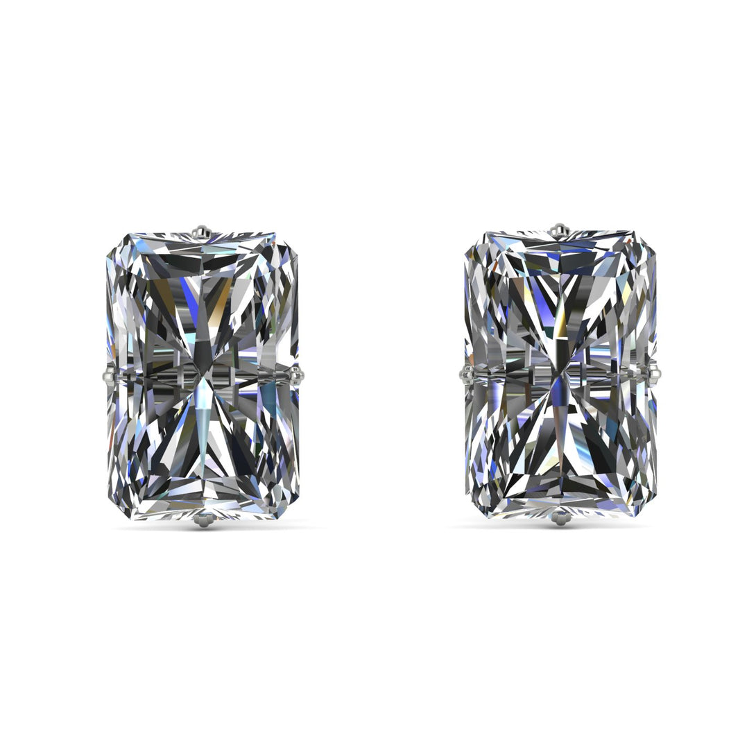 Hidden Halo Emerald Cut Diamond Earrings - Vanessa No. 33