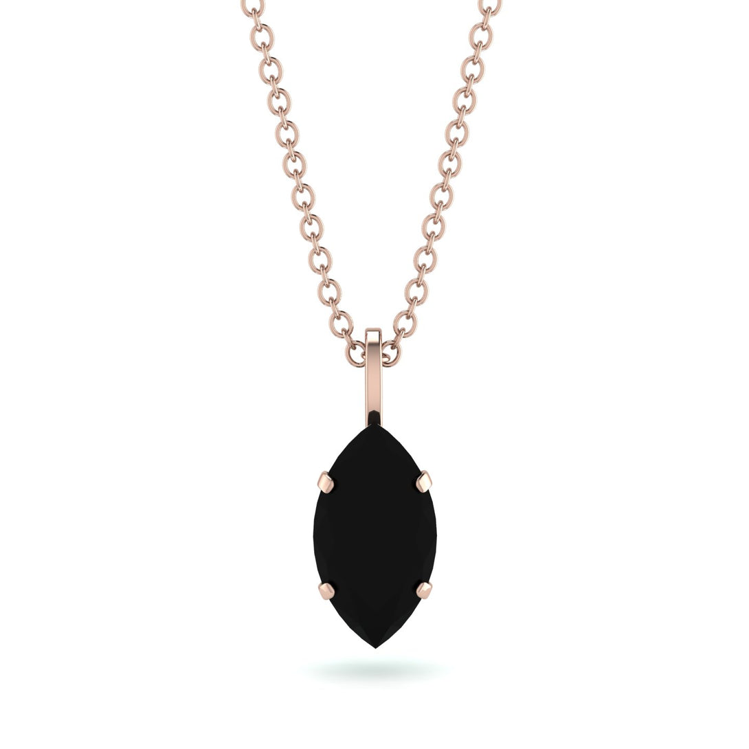 Hidden Halo Marquise Black Diamond Necklace - Journey No. 23