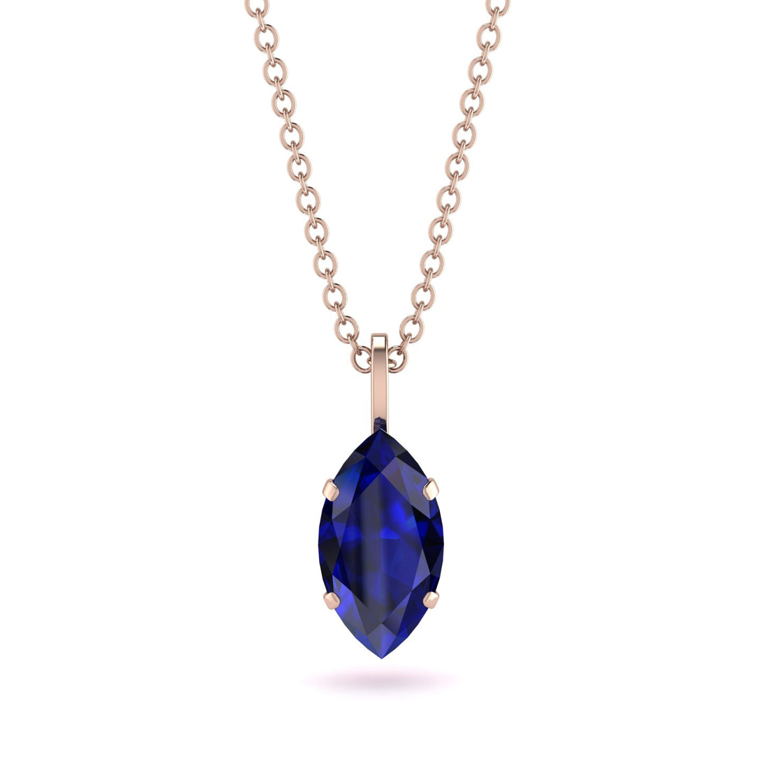 Hidden Halo Marquise Sapphire Necklace - Journey No. 59