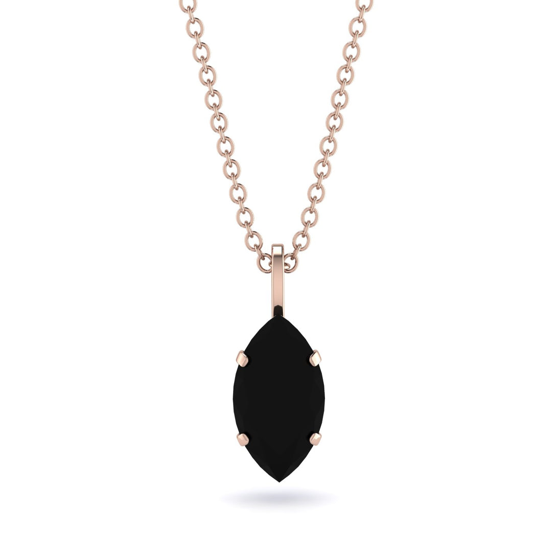 Hidden Halo Marquise Black Diamond Necklace - Journey No. 68
