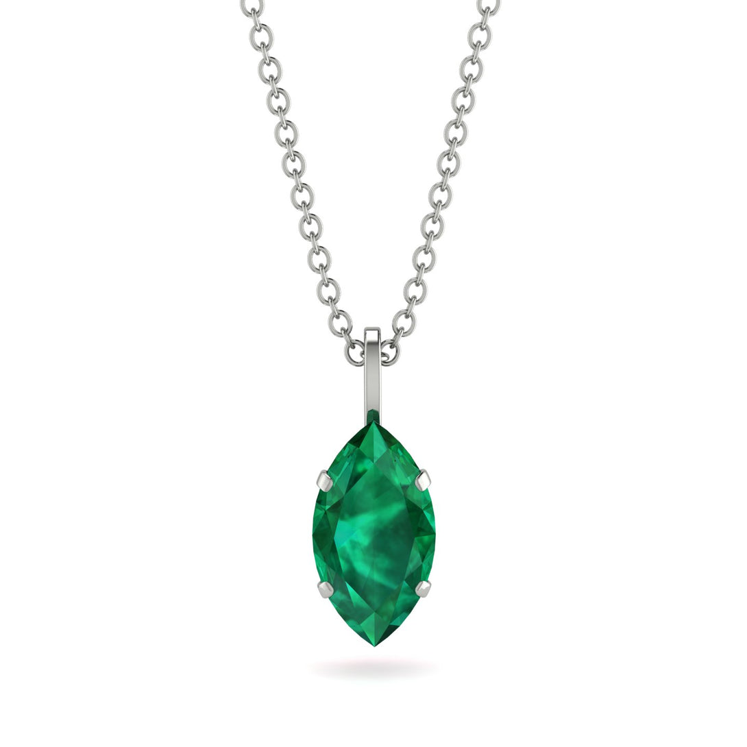 Hidden Halo Marquise Emerald Necklace - Journey No. 51