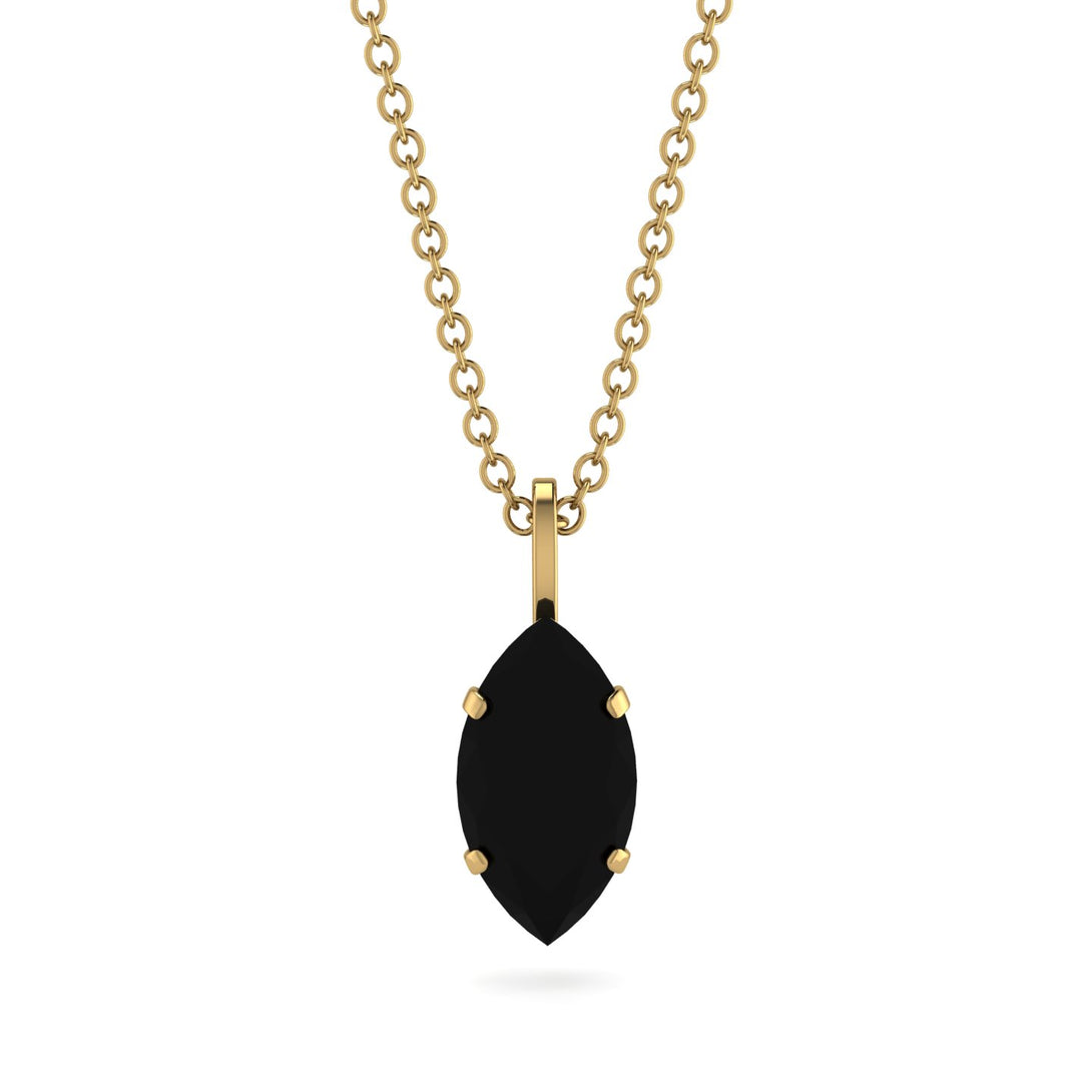 Hidden Halo Marquise Black Diamond Necklace - Journey No. 7