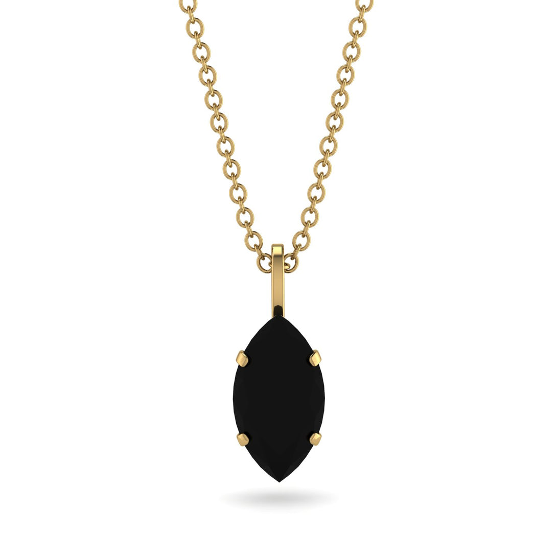 Hidden Halo Marquise Black Diamond Necklace - Journey No. 37