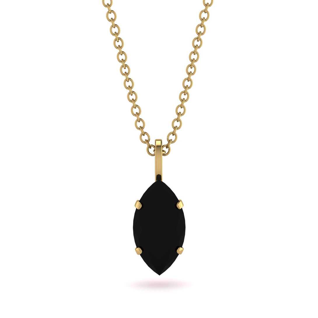 Hidden Halo Marquise Black Diamond Necklace - Journey No. 52