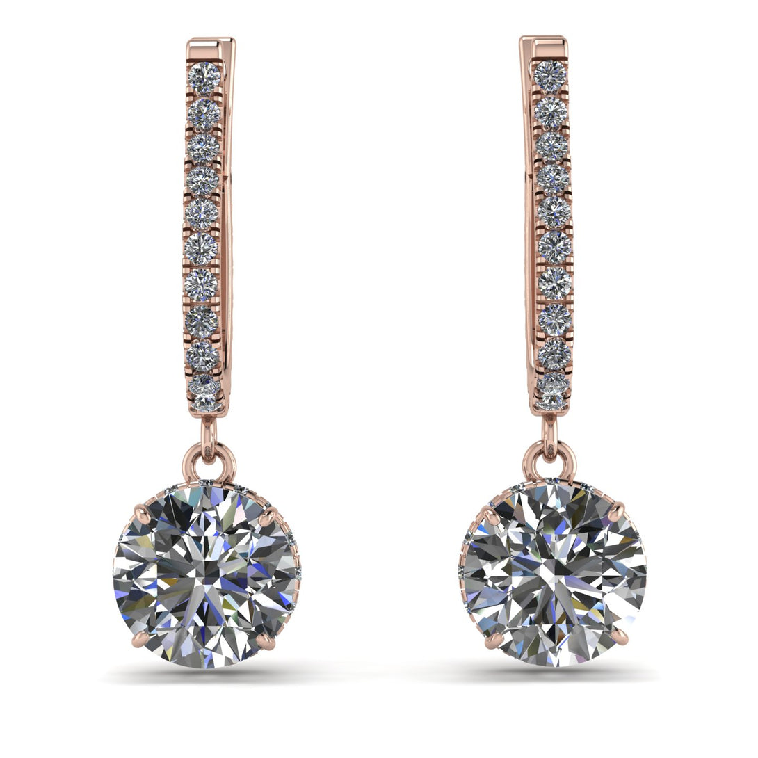 Diamond Dangle Earrings With Hidden Halo - Adaline No. 2