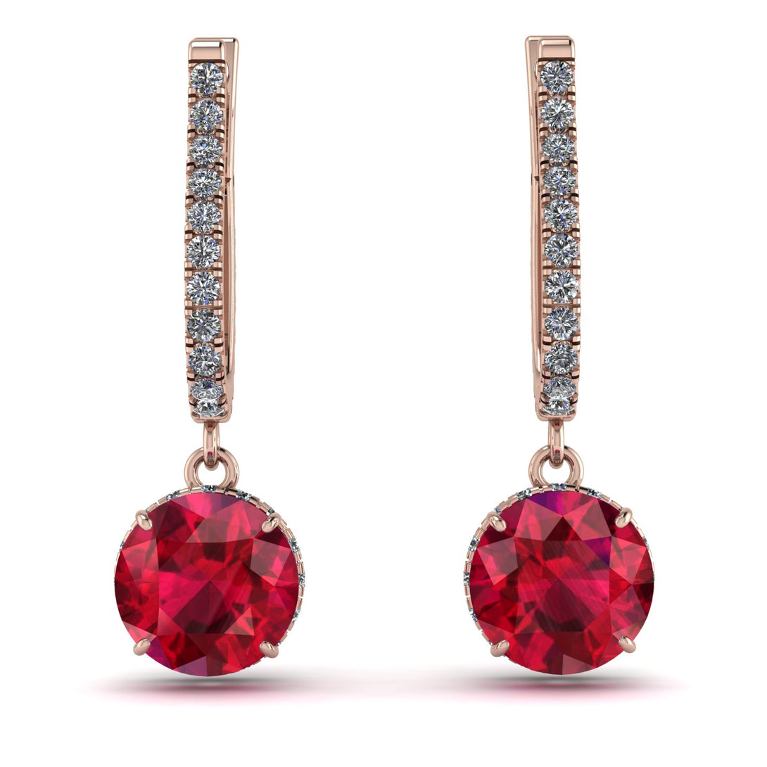 Ruby Dangle Earrings With Hidden Halo - Adaline No. 11