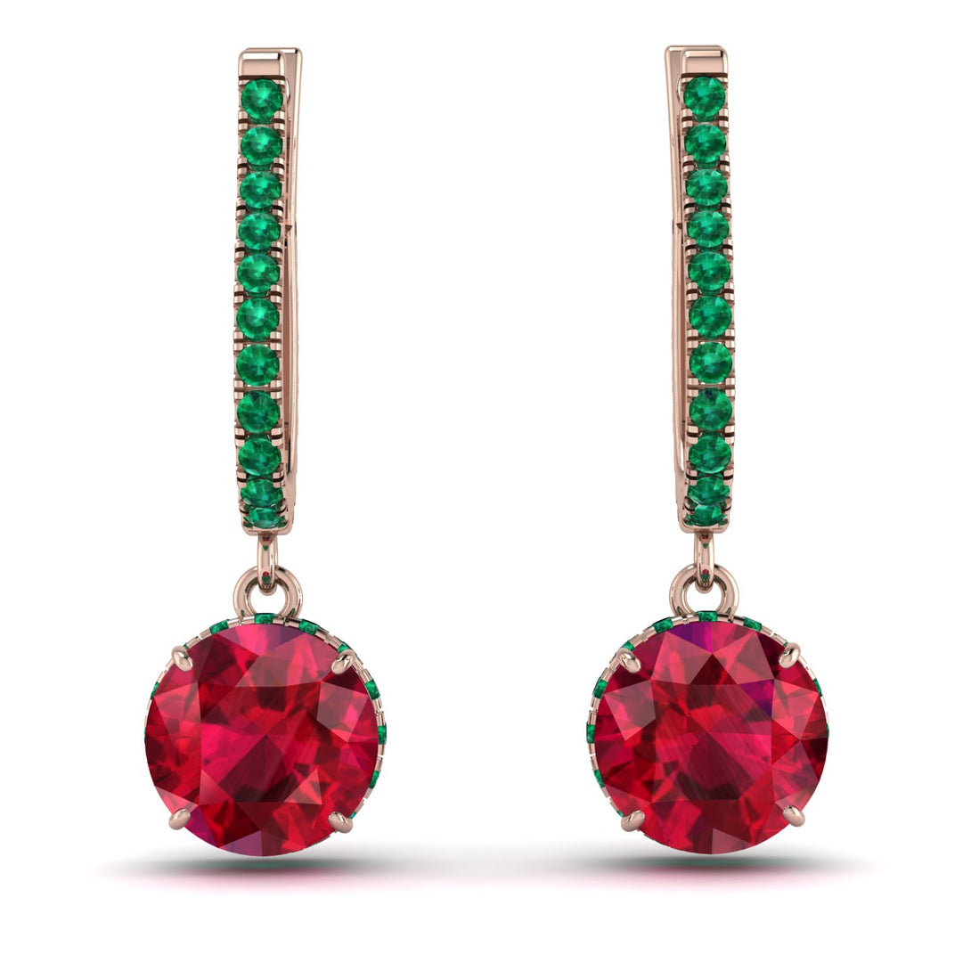 Ruby Dangle Earrings With Hidden Halo - Adaline No. 26
