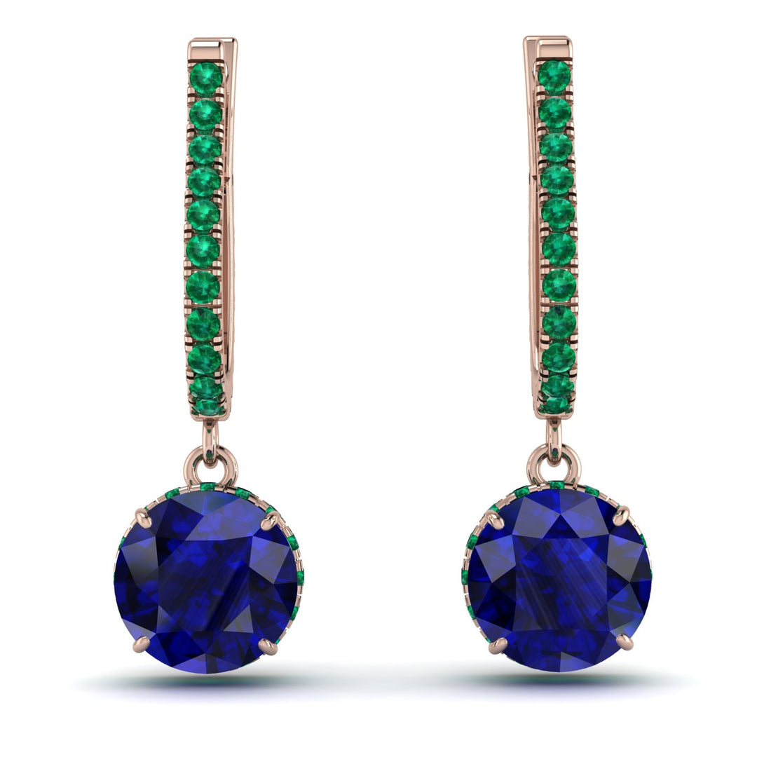 Sapphire Dangle Earrings With Hidden Halo - Adaline No. 29