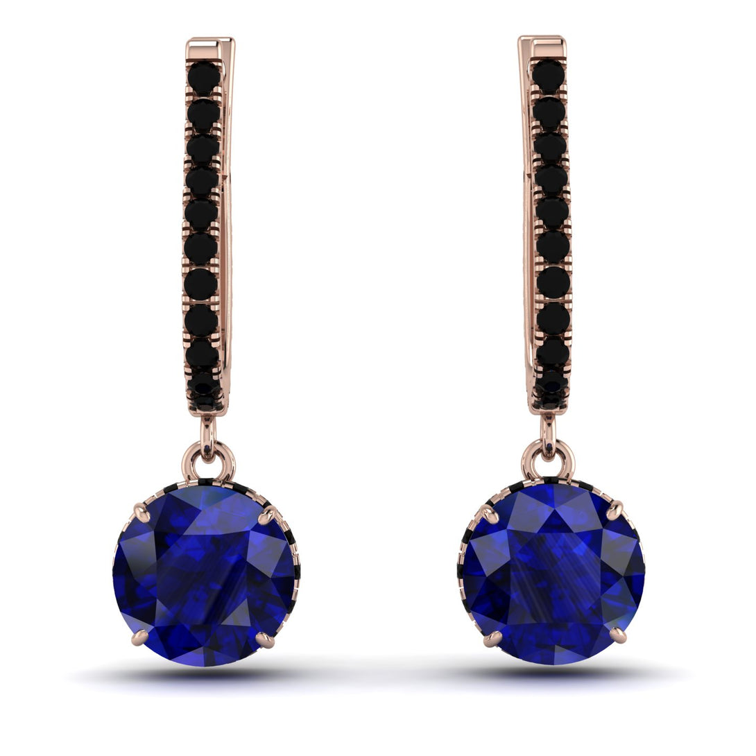 Sapphire Dangle Earrings With Hidden Halo - Adaline No. 44