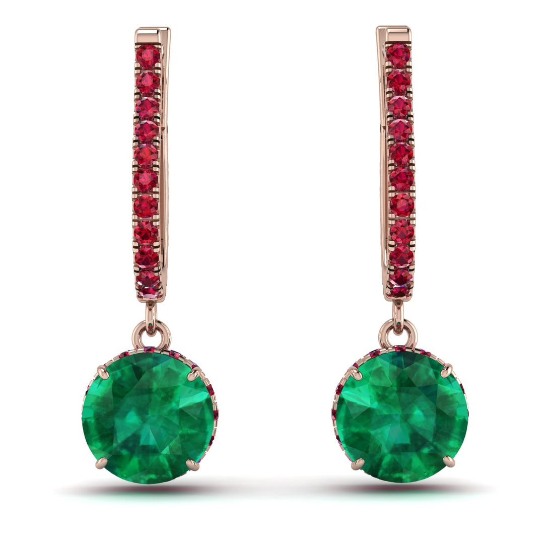 Emerald Dangle Earrings With Hidden Halo - Adaline No. 50