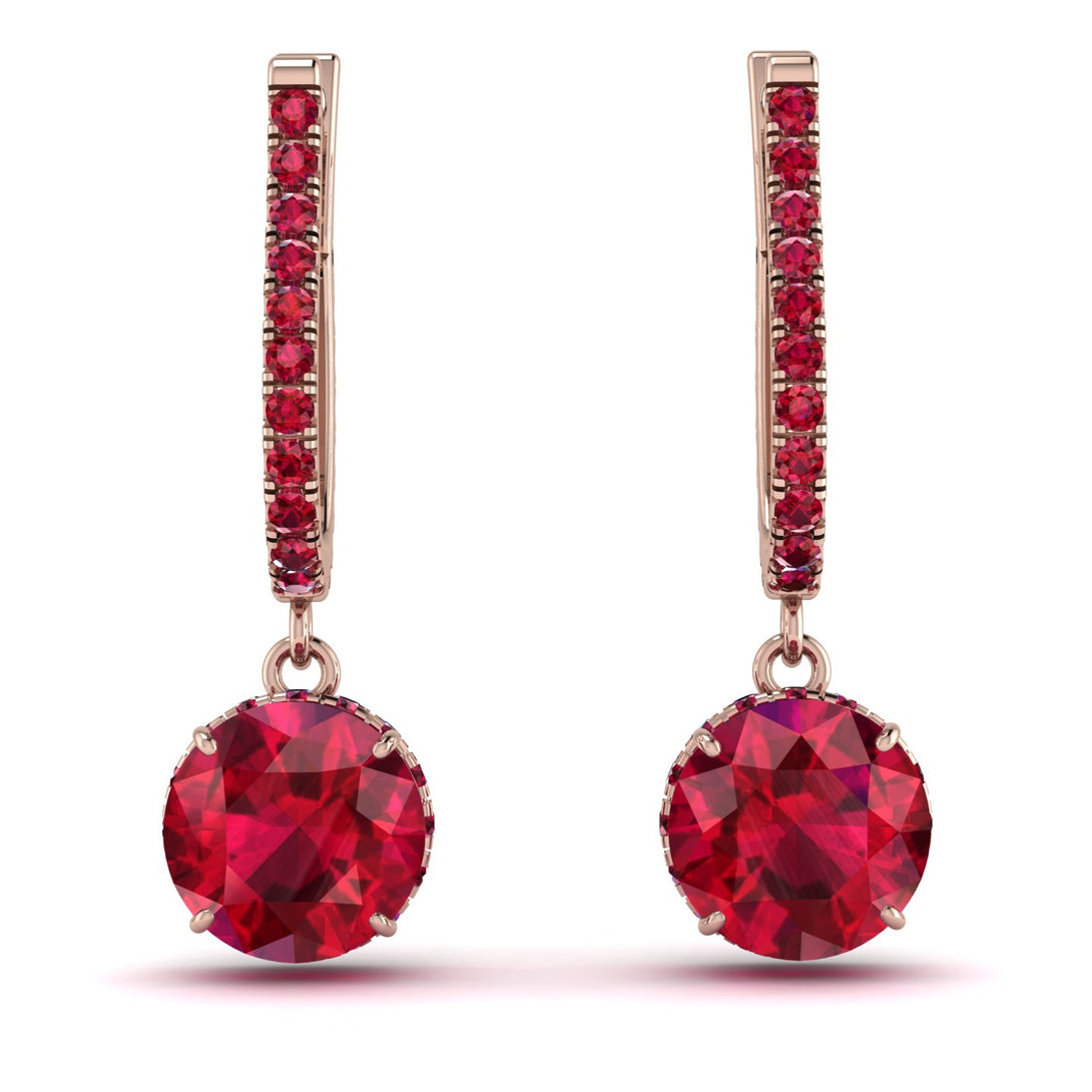 Ruby Dangle Earrings With Hidden Halo - Adaline No. 56