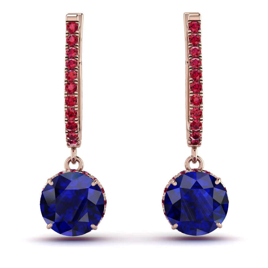 Sapphire Dangle Earrings With Hidden Halo - Adaline No. 59