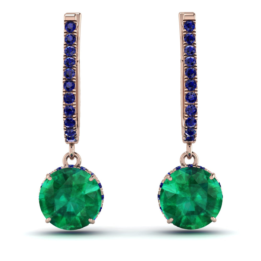 Emerald Dangle Earrings With Hidden Halo - Adaline No. 65