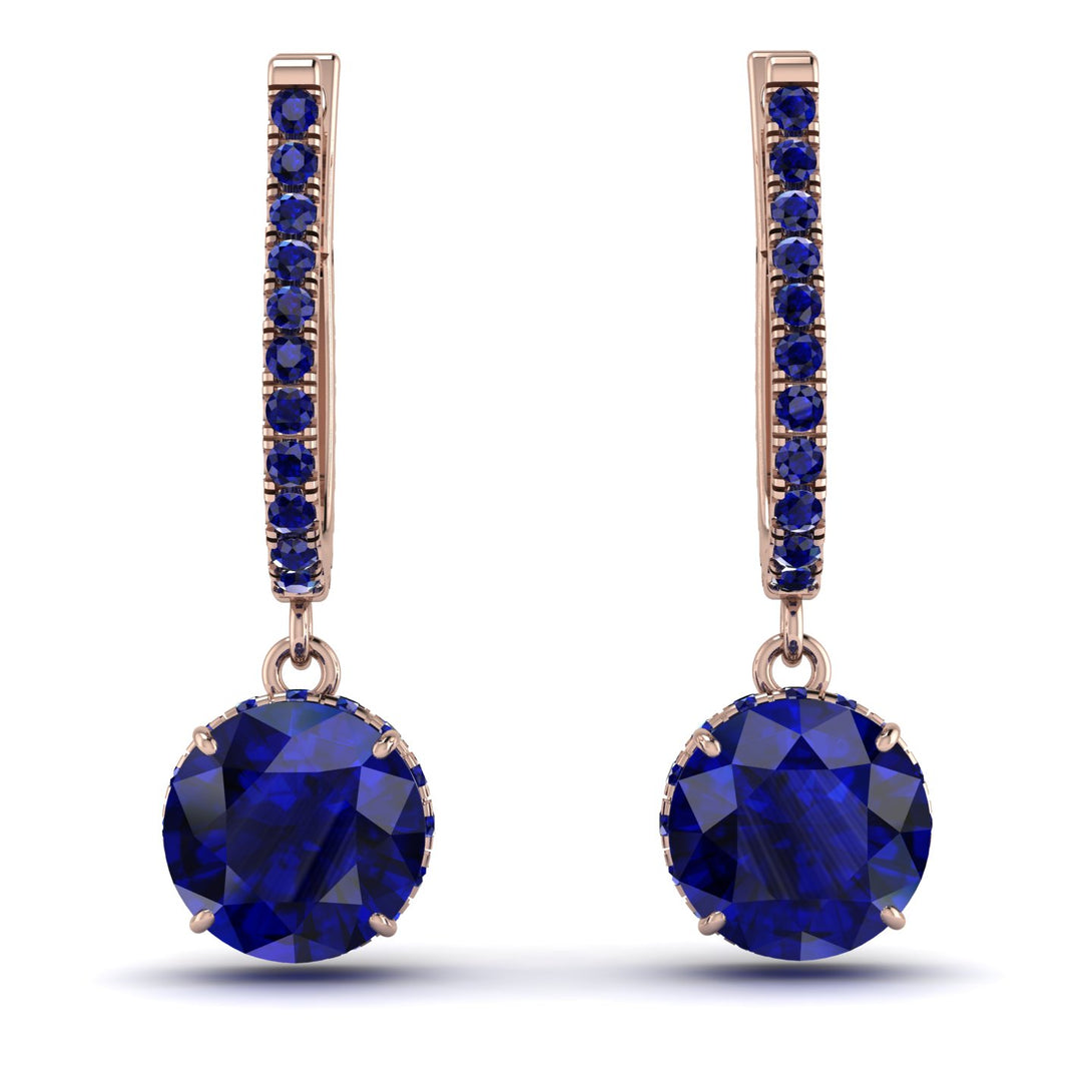 Sapphire Dangle Earrings With Hidden Halo - Adaline No. 74