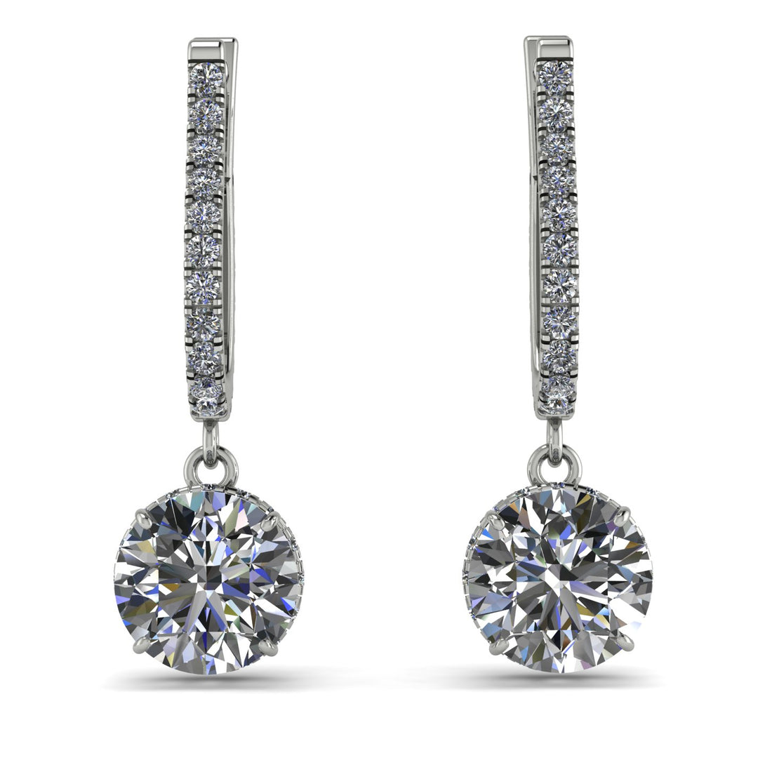 Diamond Dangle Earrings With Hidden Halo - Adaline No. 3