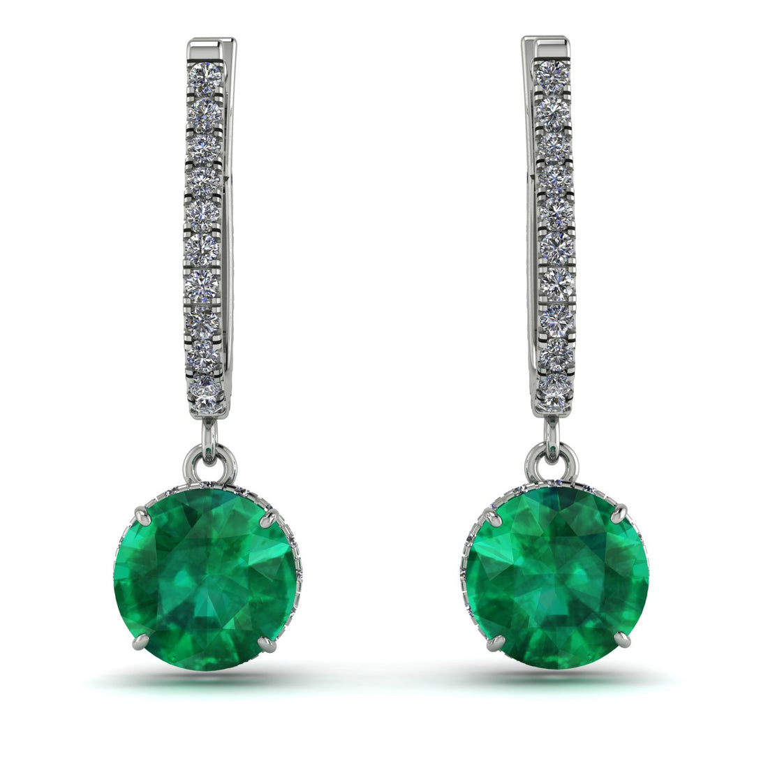Emerald Dangle Earrings With Hidden Halo - Adaline No. 6