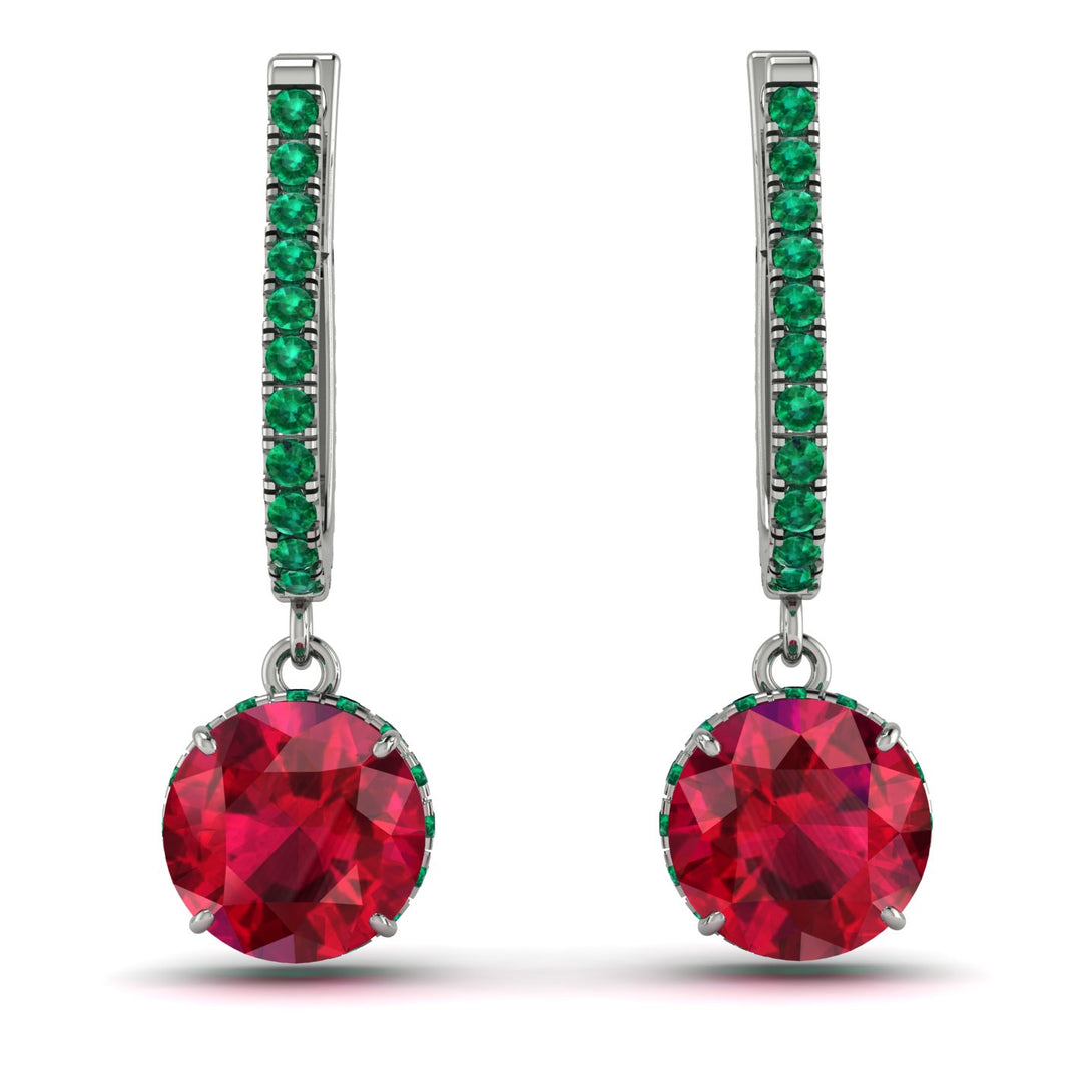 Ruby Dangle Earrings With Hidden Halo - Adaline No. 27