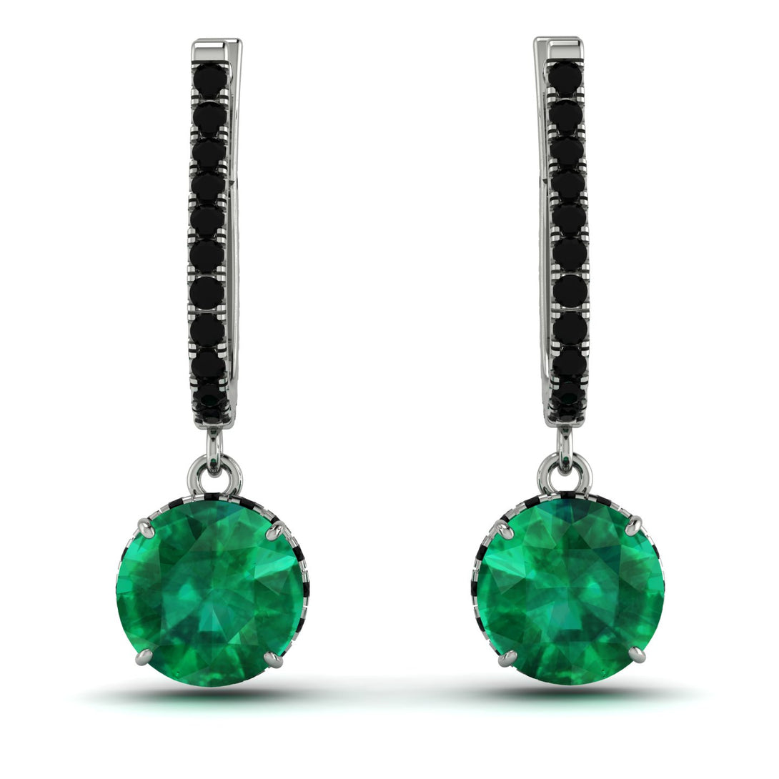 Emerald Dangle Earrings With Hidden Halo - Adaline No. 36