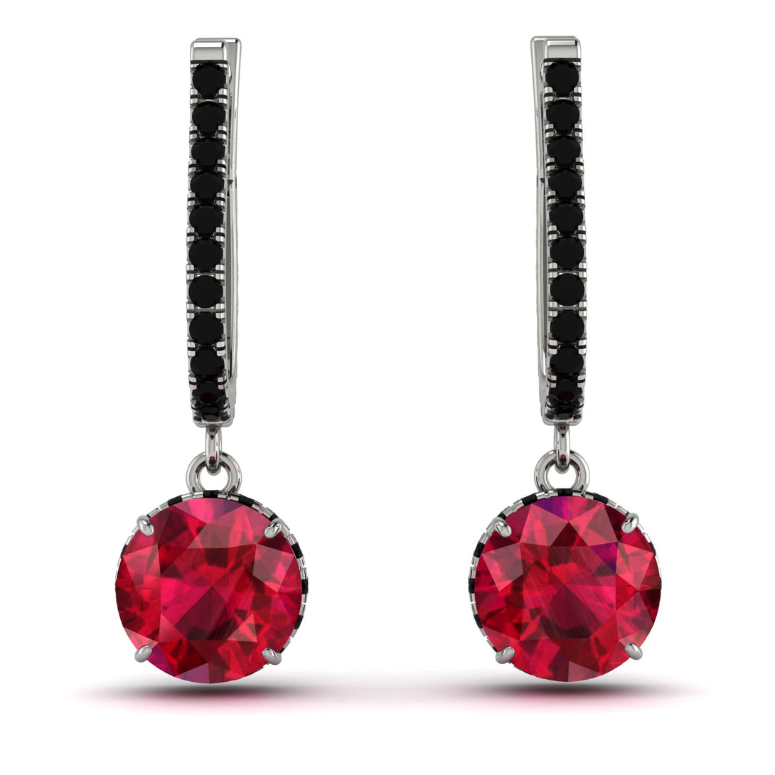 Ruby Dangle Earrings With Hidden Halo - Adaline No. 42