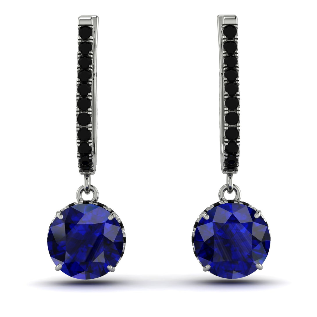 Sapphire Dangle Earrings With Hidden Halo - Adaline No. 45