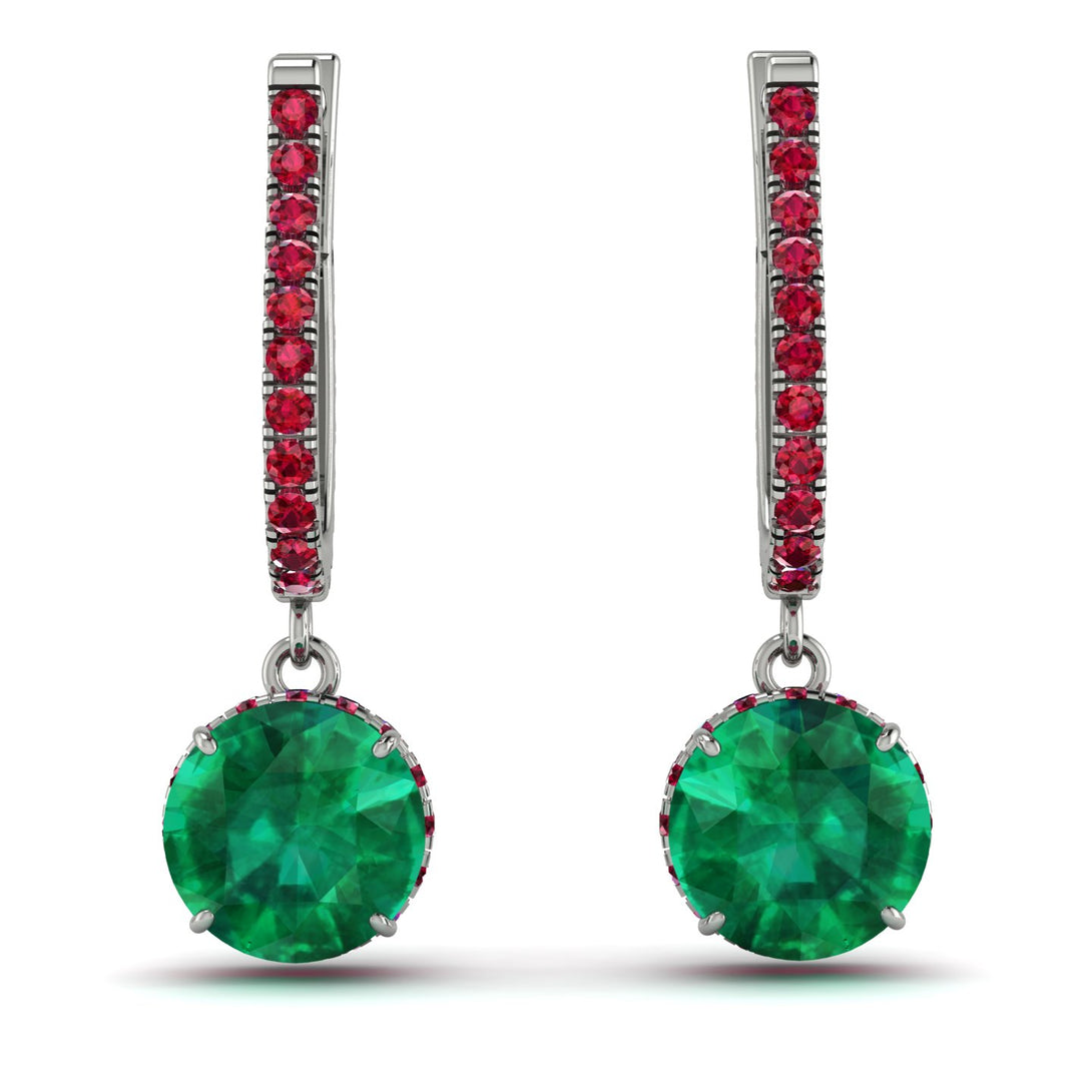 Emerald Dangle Earrings With Hidden Halo - Adaline No. 51