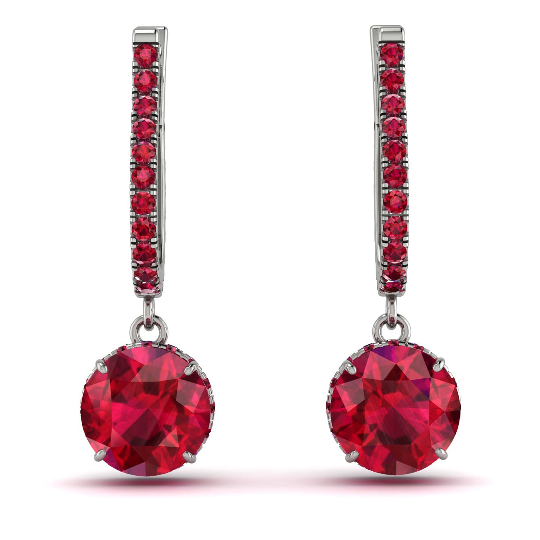 Ruby Dangle Earrings With Hidden Halo - Adaline No. 57