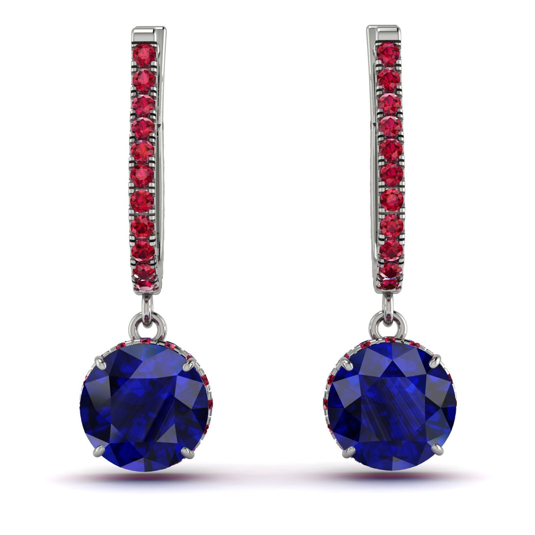 Sapphire Dangle Earrings With Hidden Halo - Adaline No. 60