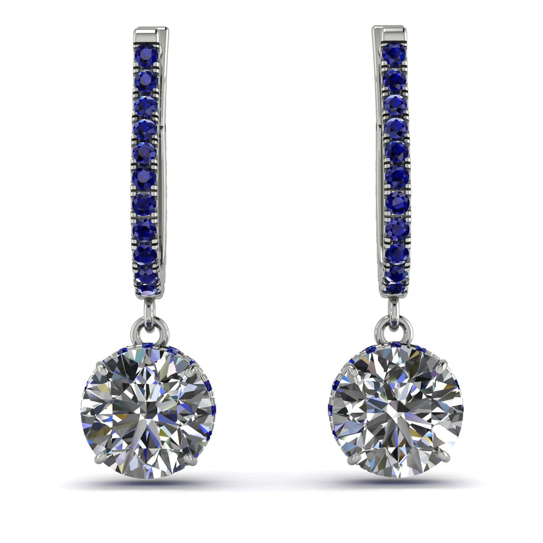 Diamond Dangle Earrings With Hidden Halo - Adaline No. 63