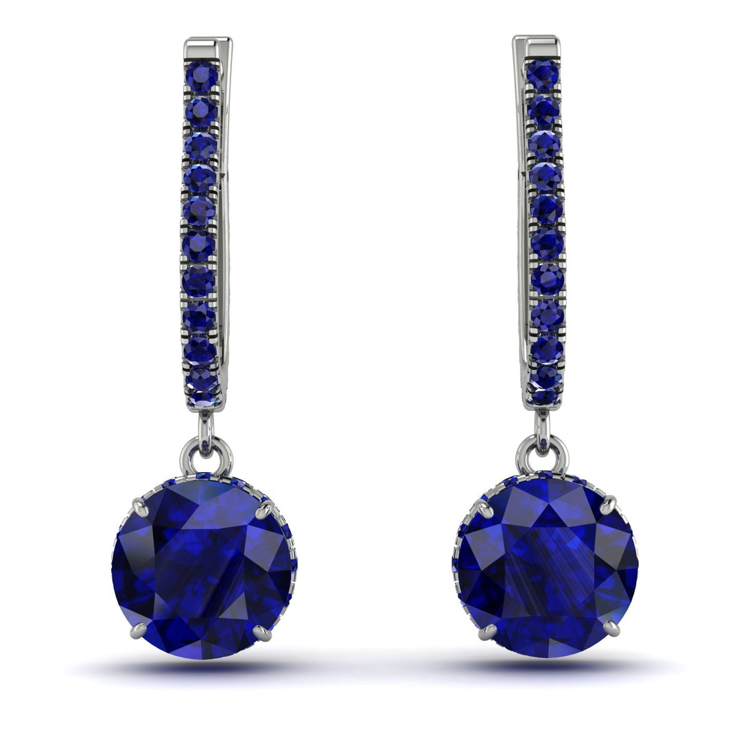 Sapphire Dangle Earrings With Hidden Halo - Adaline No. 75