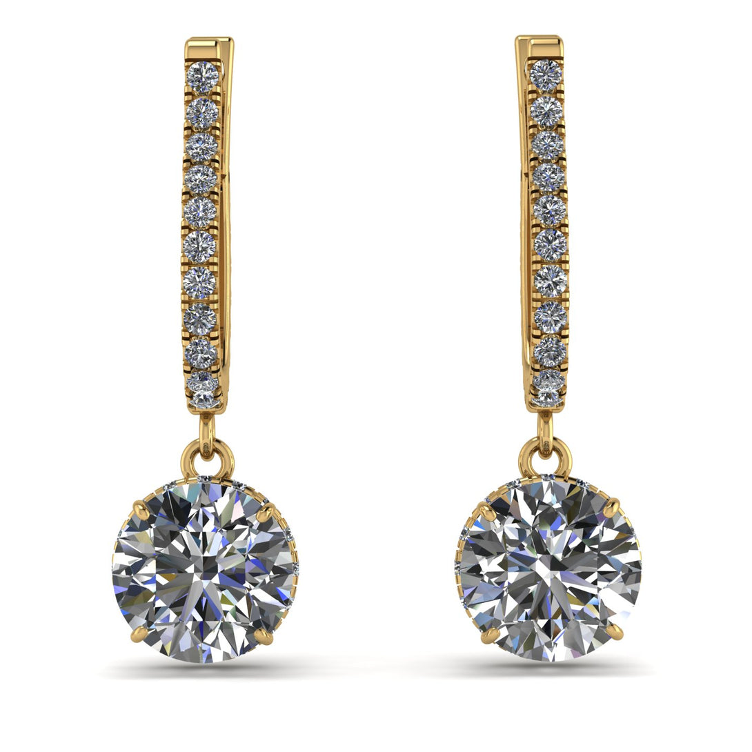 Diamond Dangle Earrings With Hidden Halo - Adaline No. 1