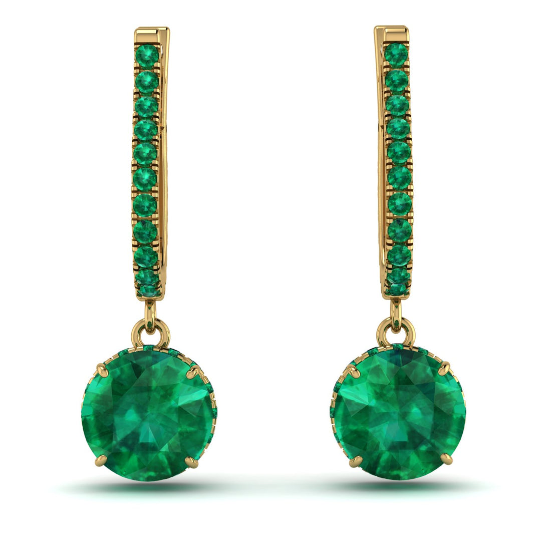 Emerald Dangle Earrings With Hidden Halo - Adaline No. 19