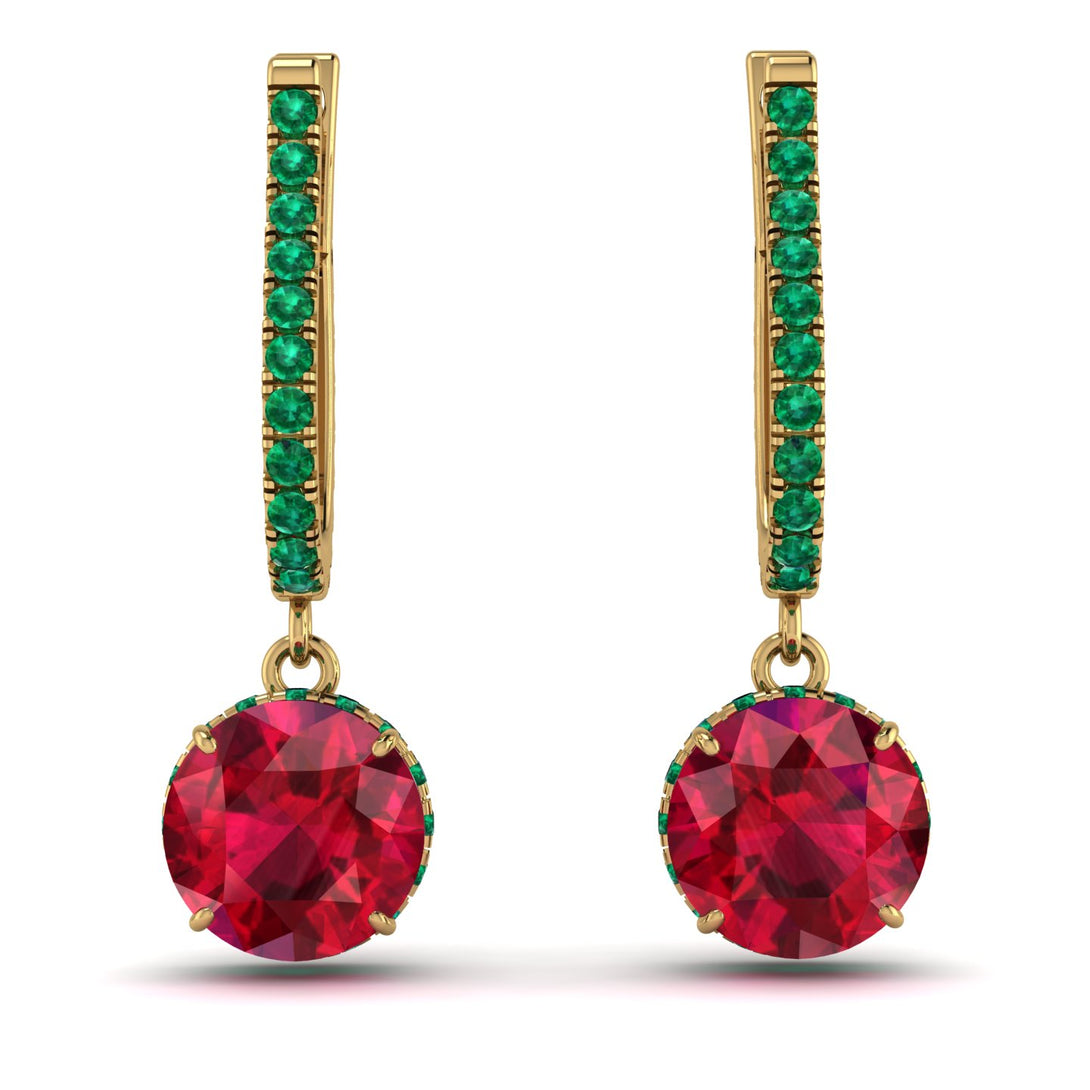 Ruby Dangle Earrings With Hidden Halo - Adaline No. 25