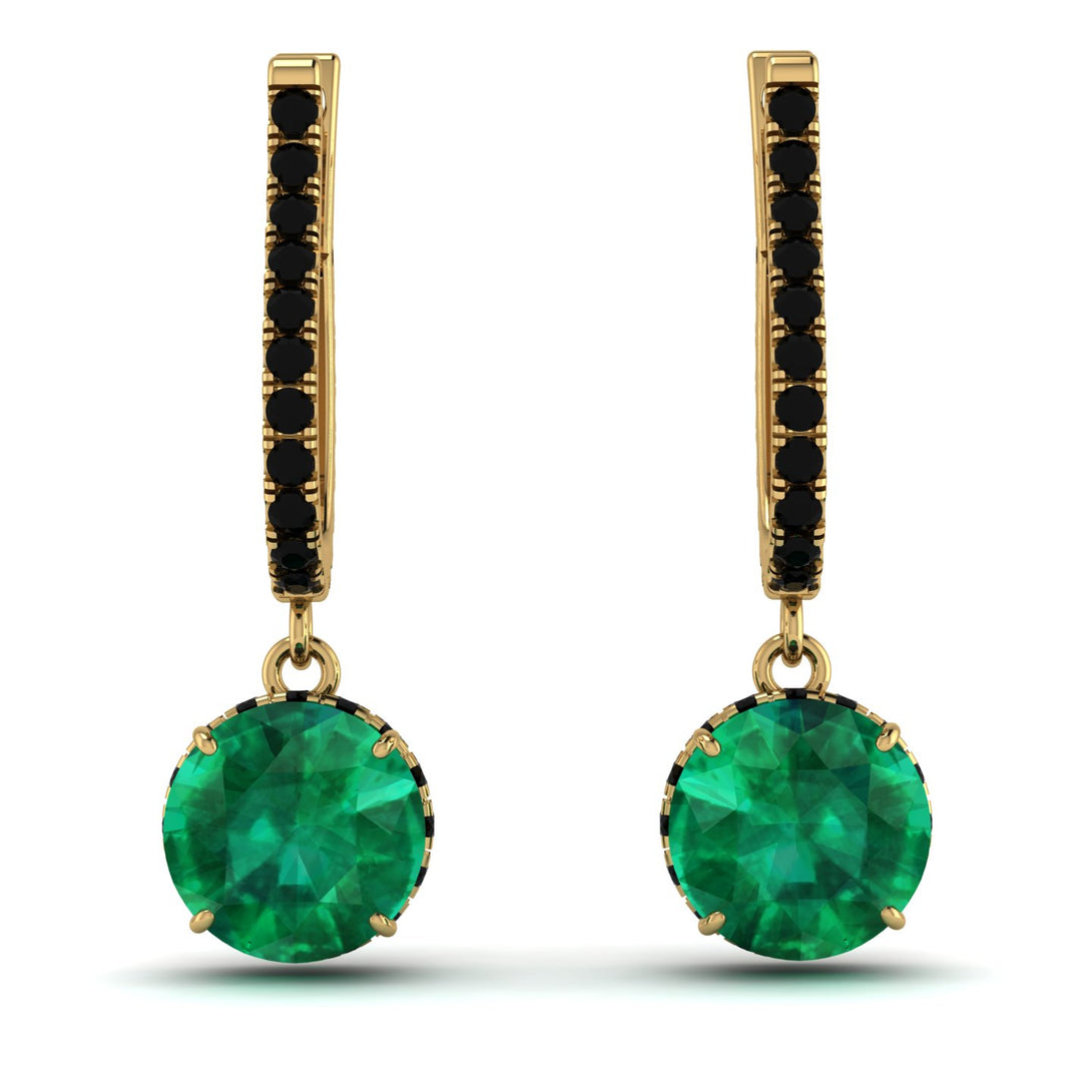 Emerald Dangle Earrings With Hidden Halo - Adaline No. 34