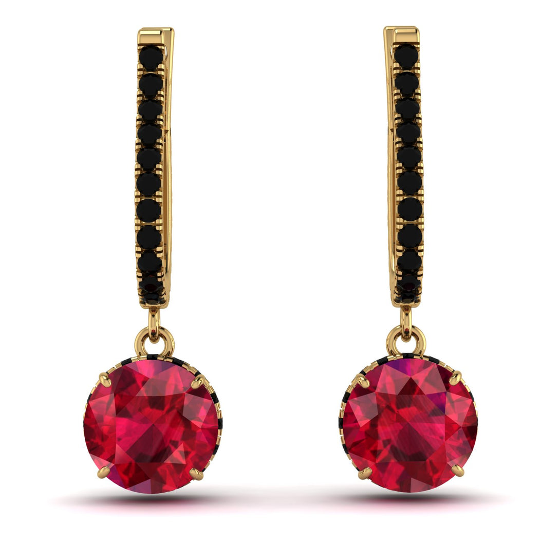 Ruby Dangle Earrings With Hidden Halo - Adaline No. 40