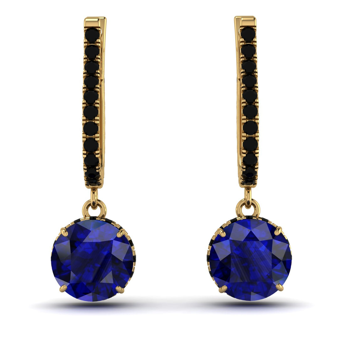 Sapphire Dangle Earrings With Hidden Halo - Adaline No. 43