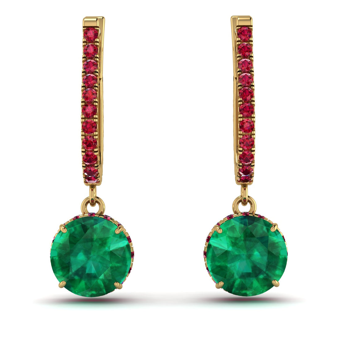 Emerald Dangle Earrings With Hidden Halo - Adaline No. 49