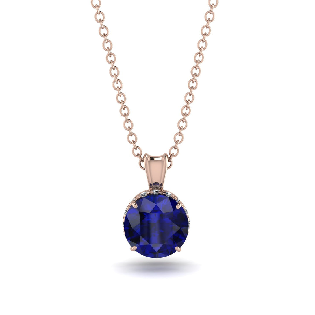 Sapphire Necklace With Hidden Halo - Adaline No. 14