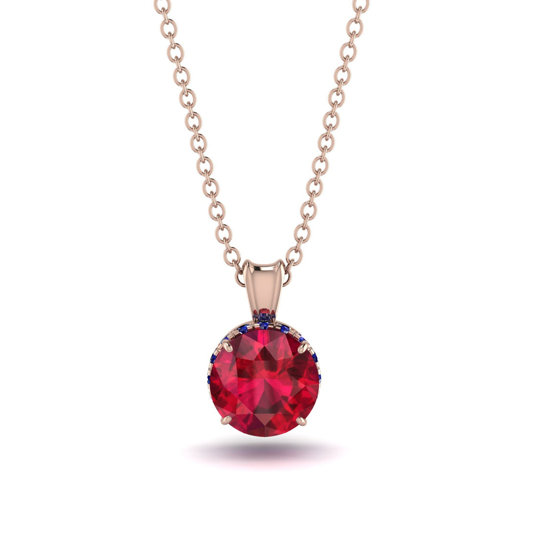 Ruby Necklace With Hidden Halo - Adaline No. 71