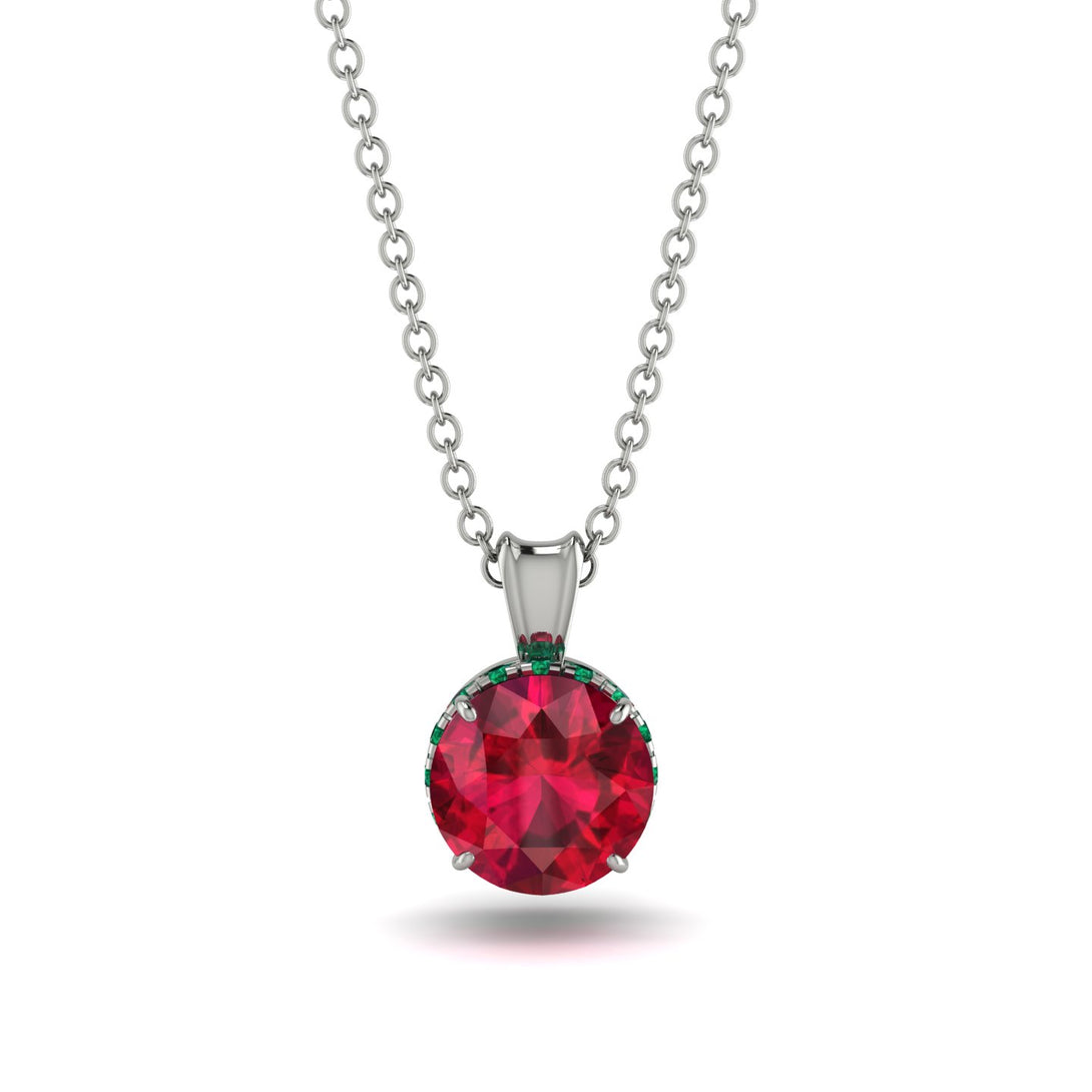 Ruby Necklace With Hidden Halo - Adaline No. 27